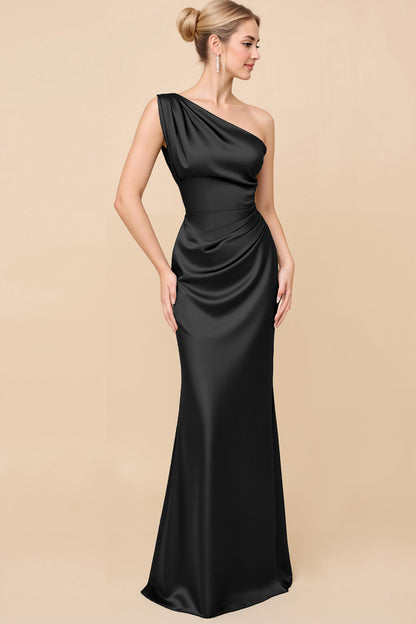 Olina Satin One-Shoulder Dress