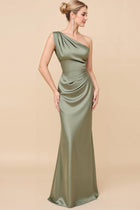 Olina Satin One-Shoulder Dress