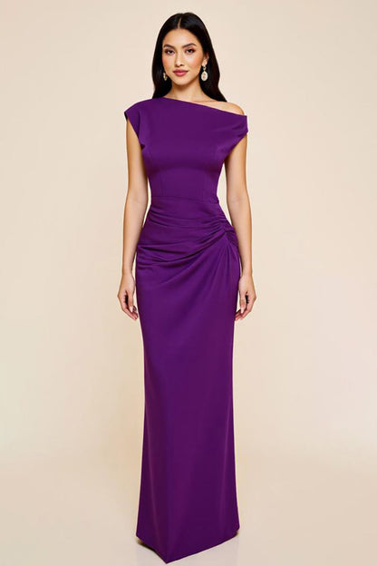 Amanda Satin Ruched Formal Dress