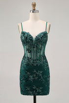 Audrey Sequin Dress with Corset Bodice and Mini Length