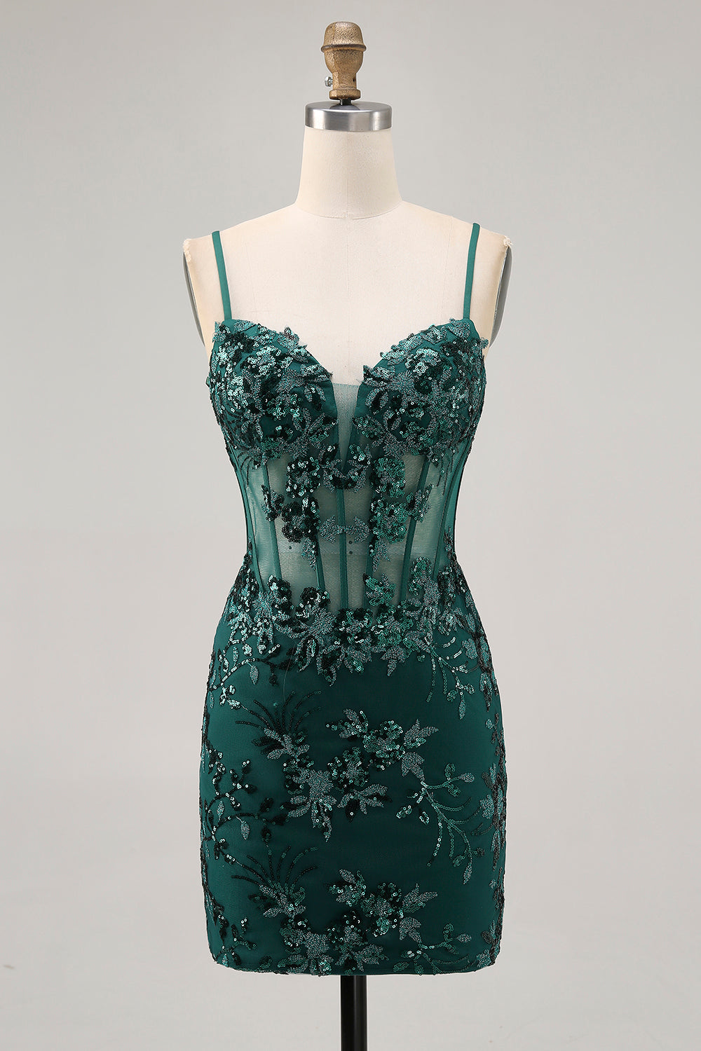 Audrey Sequin Dress with Corset Bodice and Mini Length