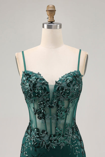Audrey Sequin Dress with Corset Bodice and Mini Length