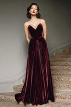 Ilona Velvet Dress with Sweetheart Neck and A-Line Skirt