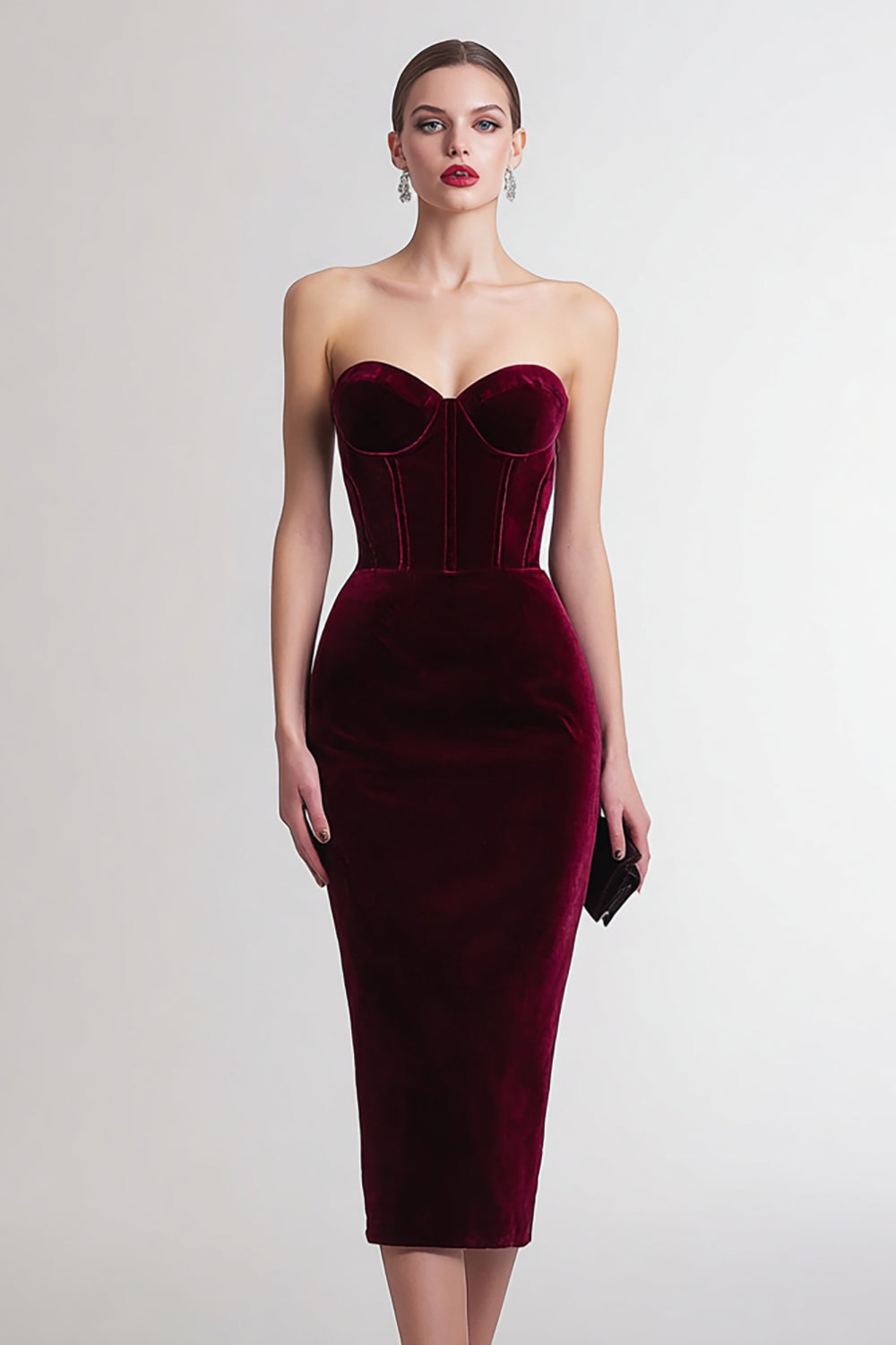 Marit Velvet Dress with Corset Bodice and Sweetheart Neck