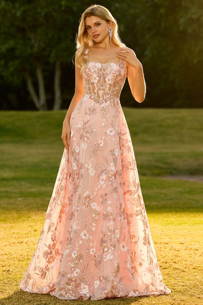 Priya Sequin Dress with Floral Applique and A-Line Skirt