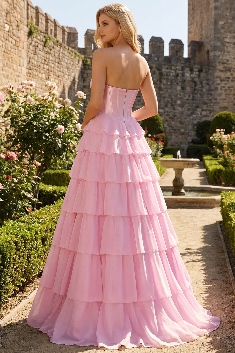 Savannah Sequin Dress with Corset Bodice and Tiered Ruffles