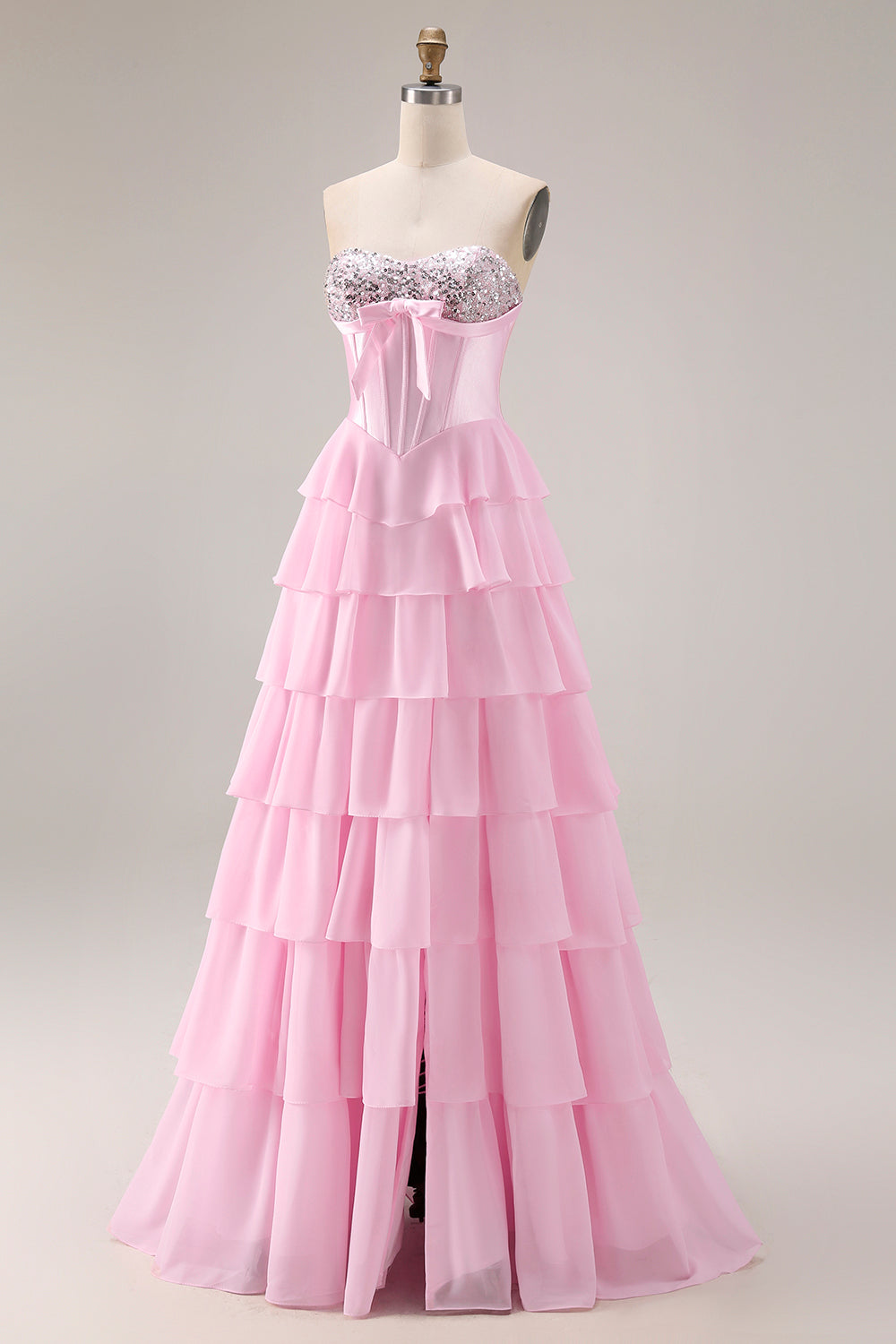 Savannah Sequin Dress with Corset Bodice and Tiered Ruffles