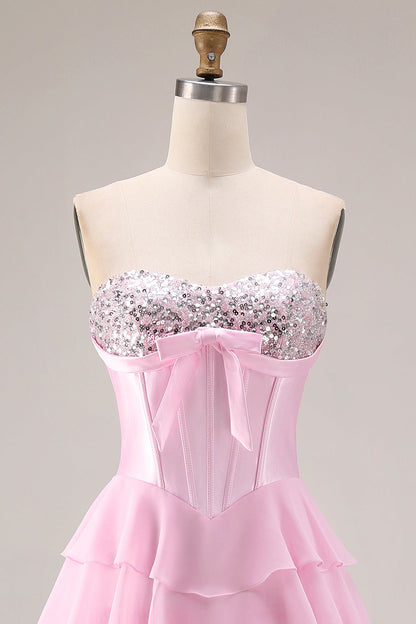 Savannah Sequin Dress with Corset Bodice and Tiered Ruffles