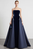 Hester Velvet Dress with Strapless Bodice and Cape Back