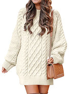 Felice Sweater Dress with Cable Knit and Balloon Sleeves