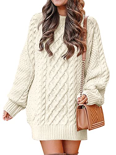 Felice Sweater Dress with Cable Knit and Balloon Sleeves