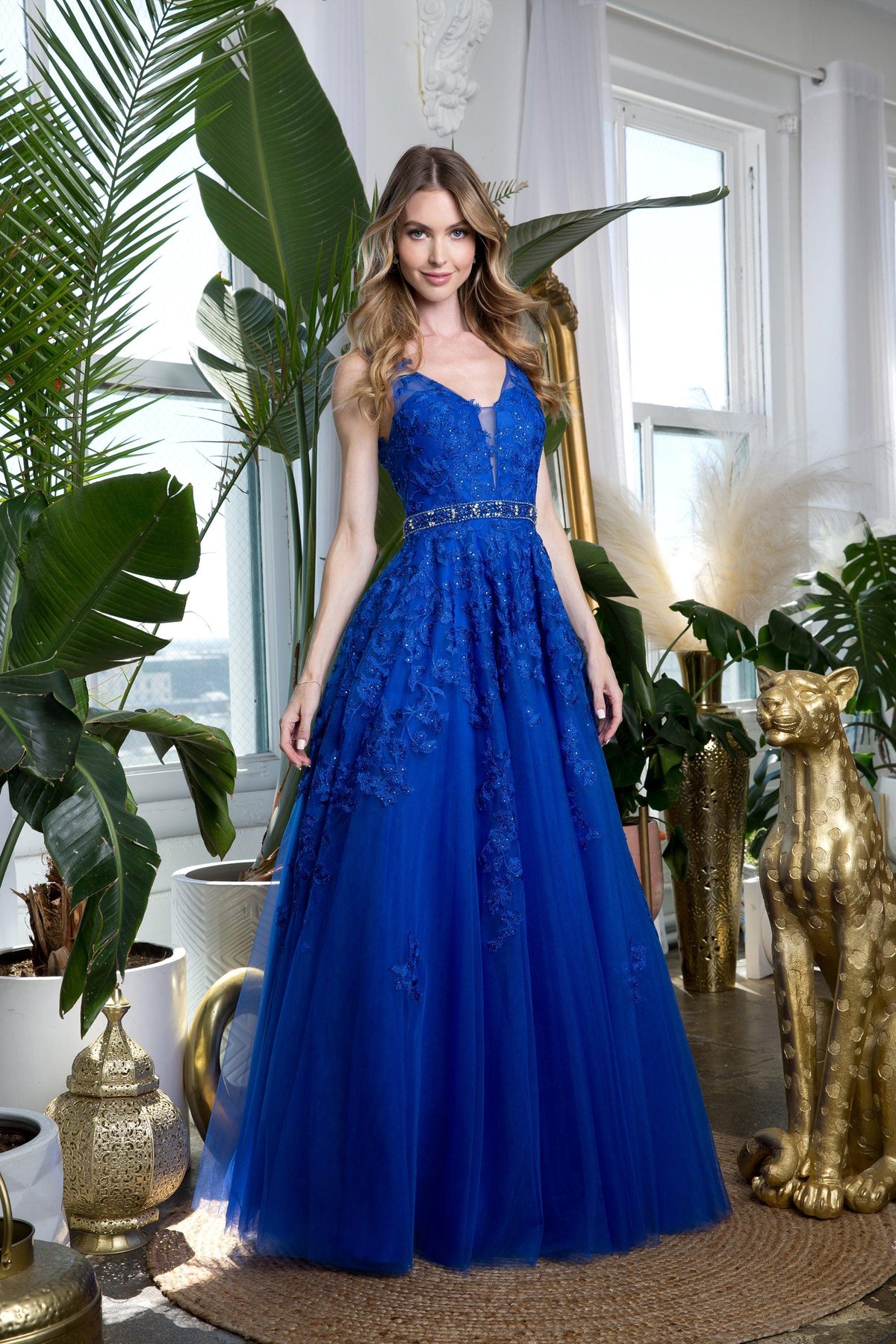 Joelle Formal Gown with Sweetheart Neck and Tulle Skirt