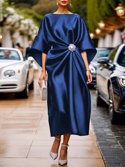 Goldie Pleated Asymmetric Maxi Dress