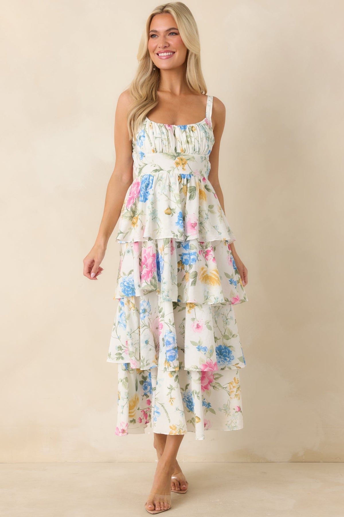 Cynthia Floral Maxi Dress in White