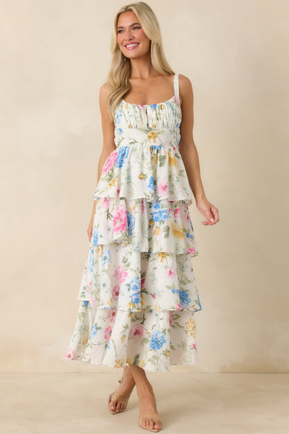 Cynthia Floral Maxi Dress in White