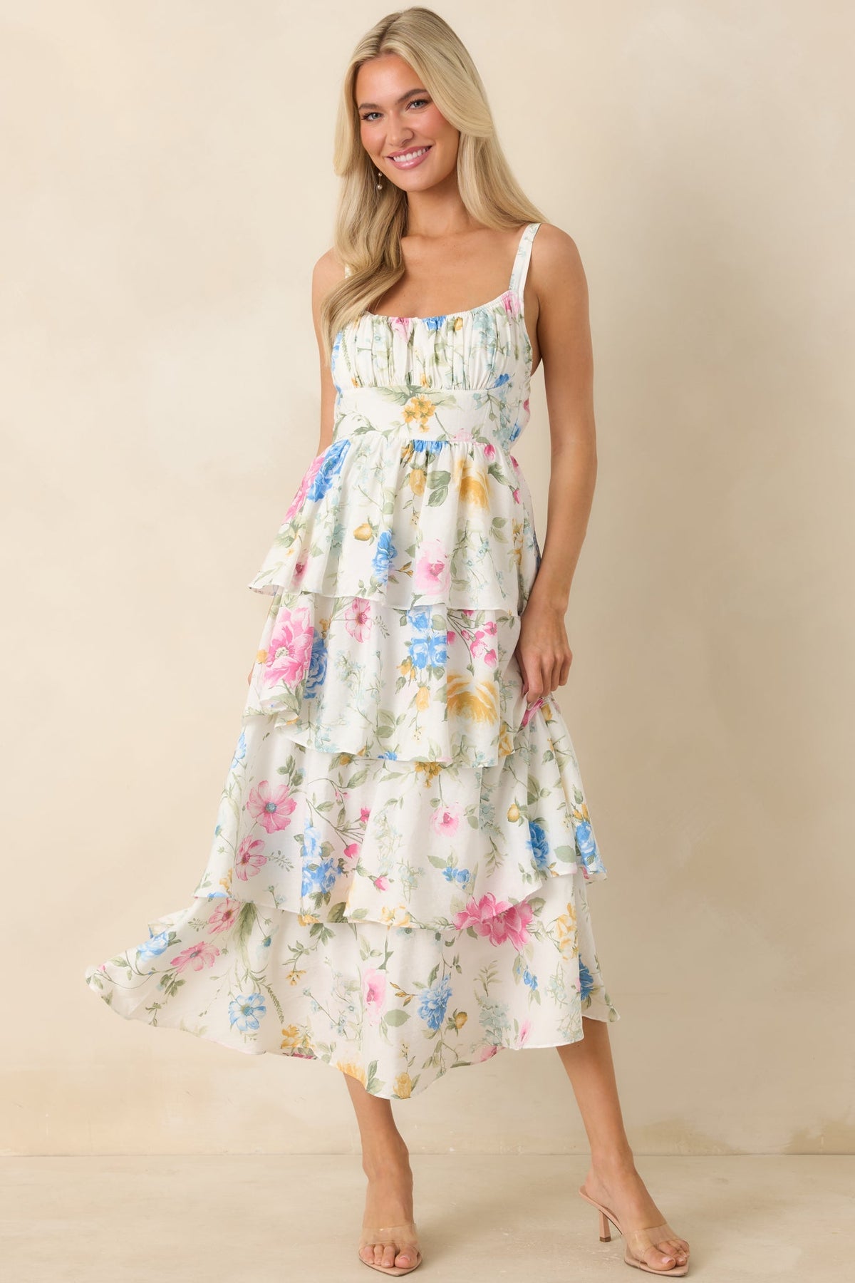 Cynthia Floral Maxi Dress in White