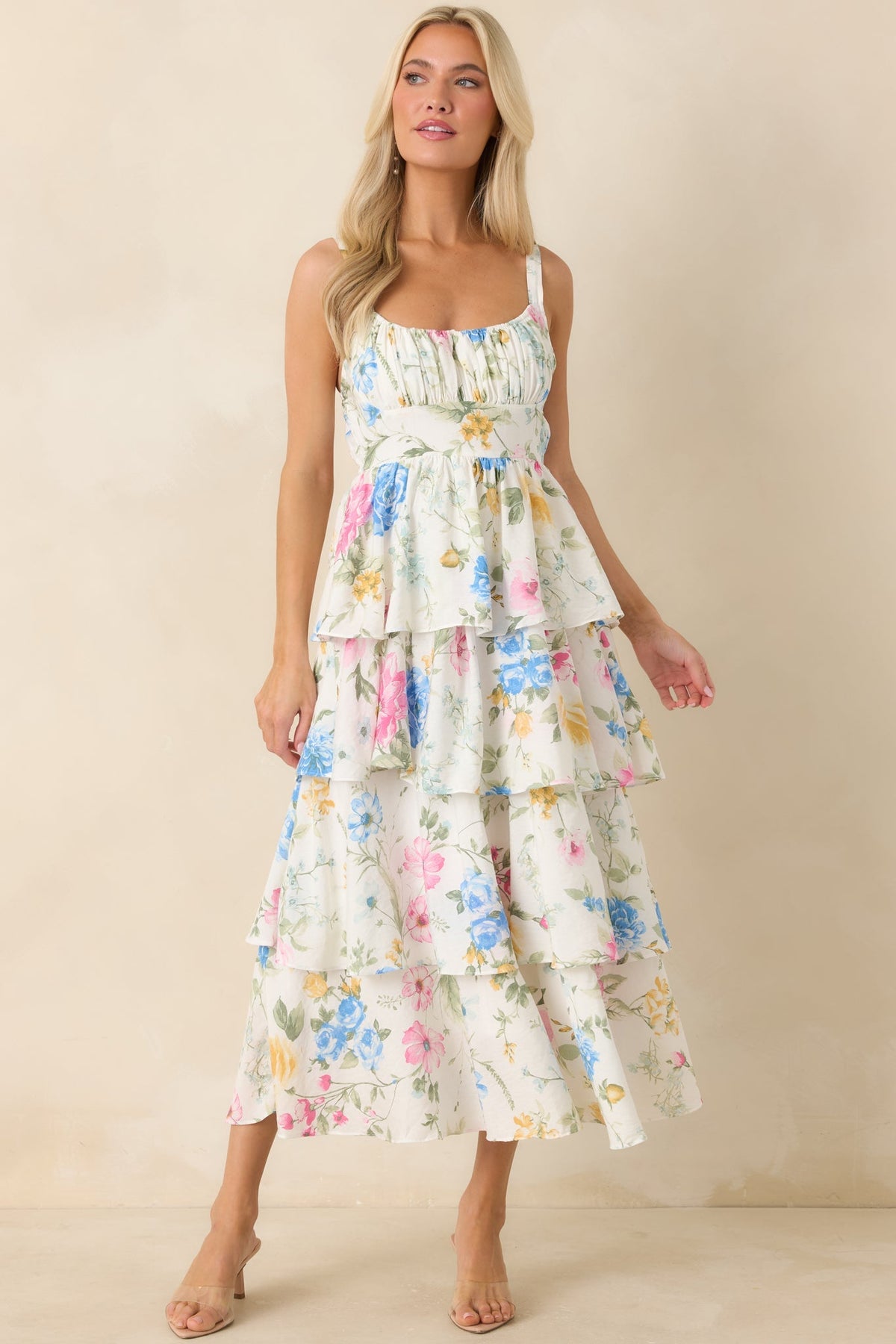 Cynthia Floral Maxi Dress in White
