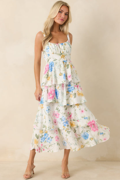 Cynthia Floral Maxi Dress in White