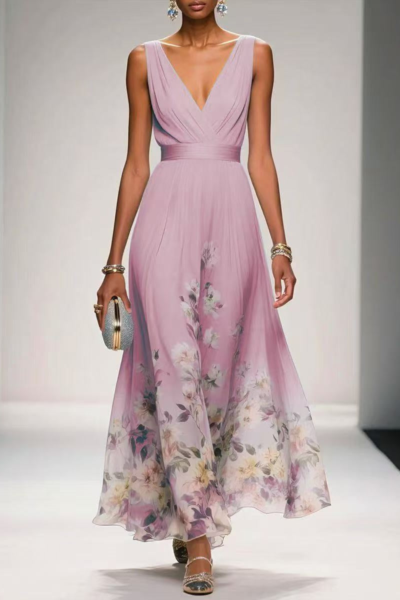 Leah A-Line Tea Length Chiffon Dress