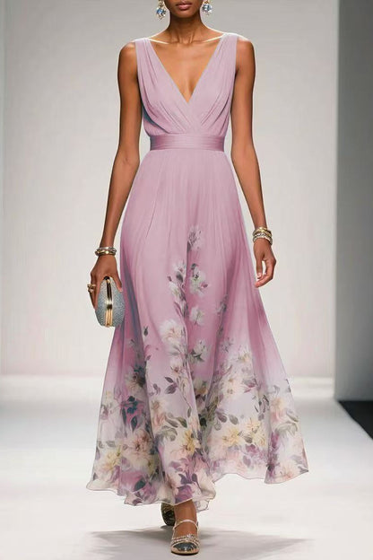 Leah A-Line Tea Length Chiffon Dress
