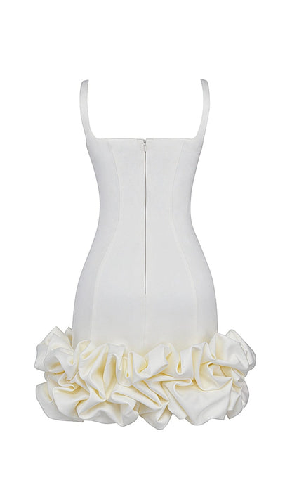 Gilda Homecoming Dress with Ruffle Hem and Ivory Satin
