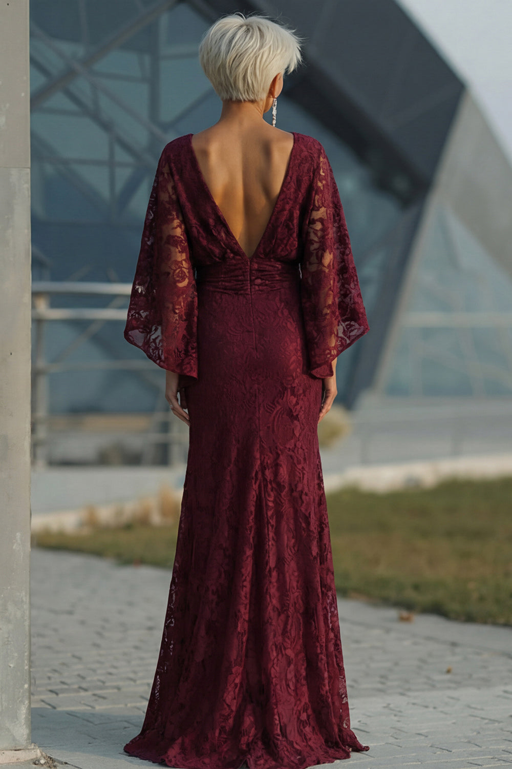 Florelle Lace Burgundy Sheath Dress