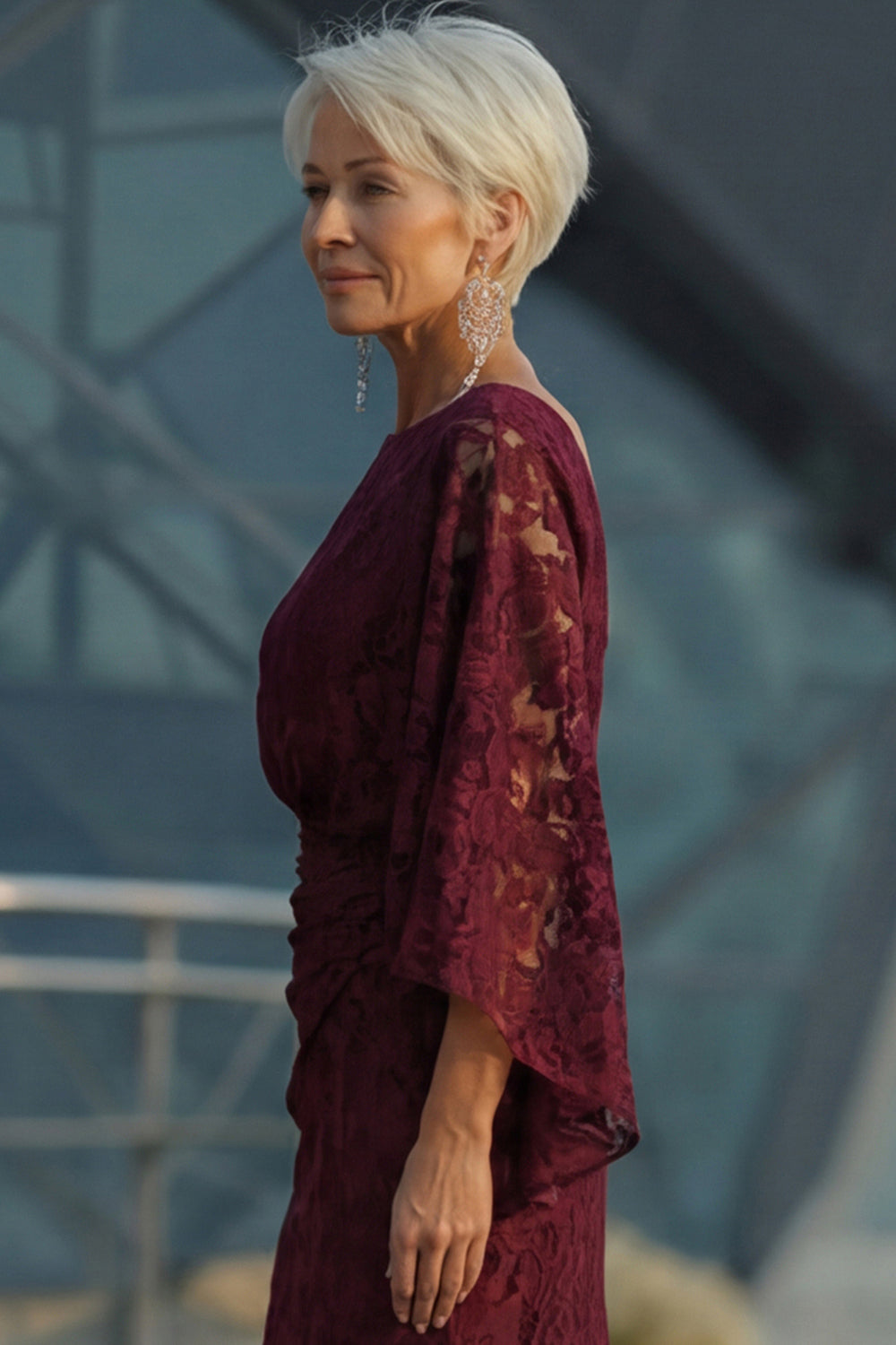 Florelle Lace Burgundy Sheath Dress