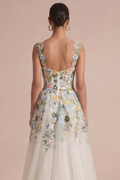 Caelia Floral White Midi Dress