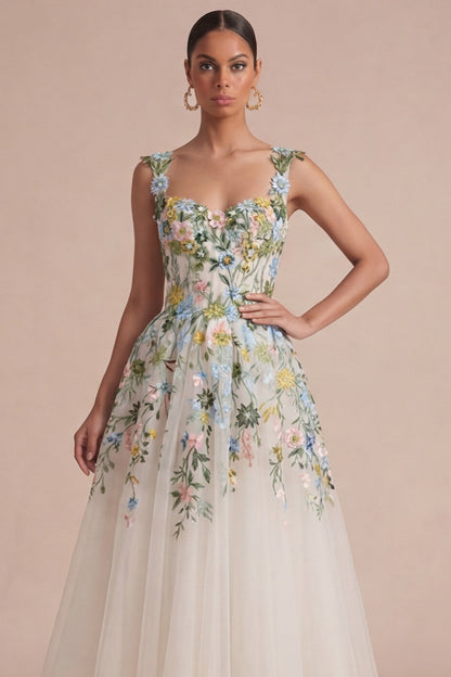 Caelia Floral White Midi Dress