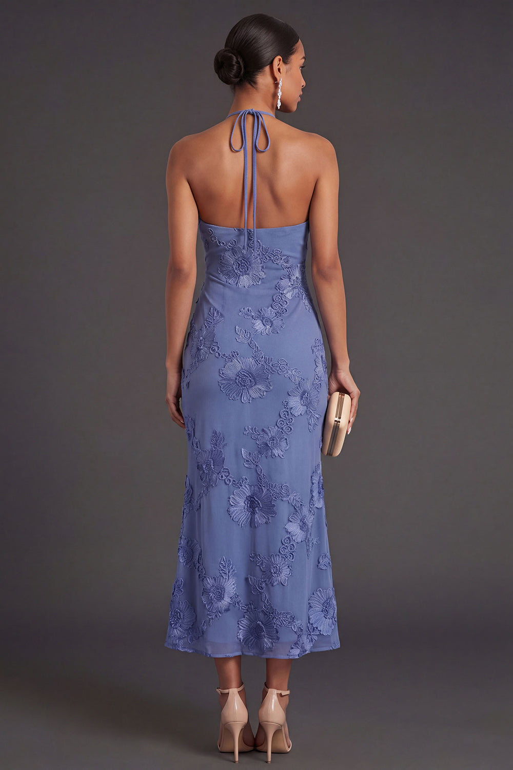 Clemency Floral Appliqué Mermaid Midi Dress