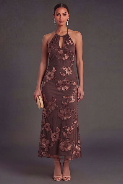 Clemency Floral Appliqué Mermaid Midi Dress