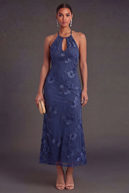 Clemency Floral Appliqué Mermaid Midi Dress