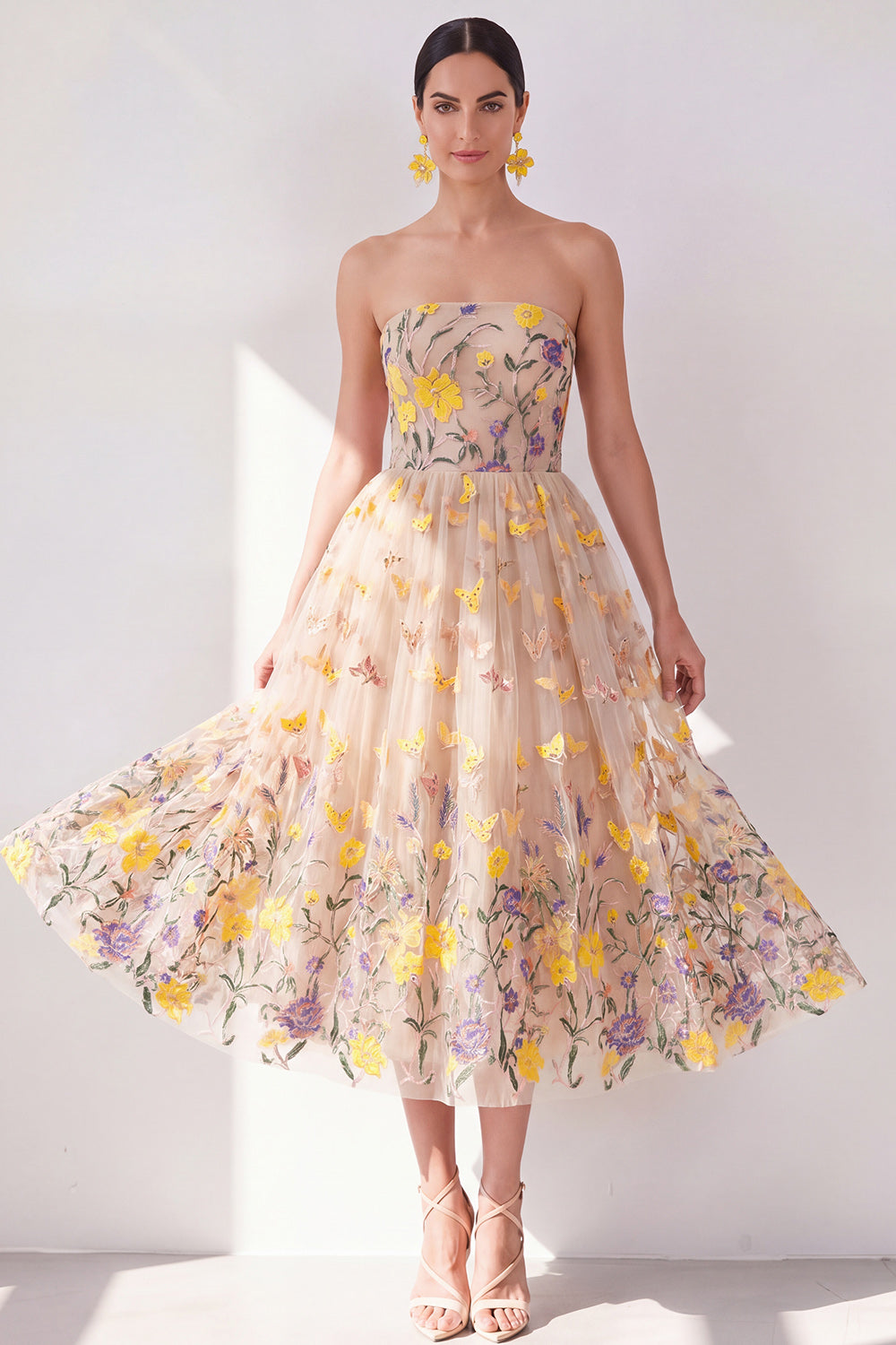 Pixie Floral Strapless Maxi Dress