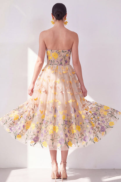 Pixie Floral Strapless Maxi Dress