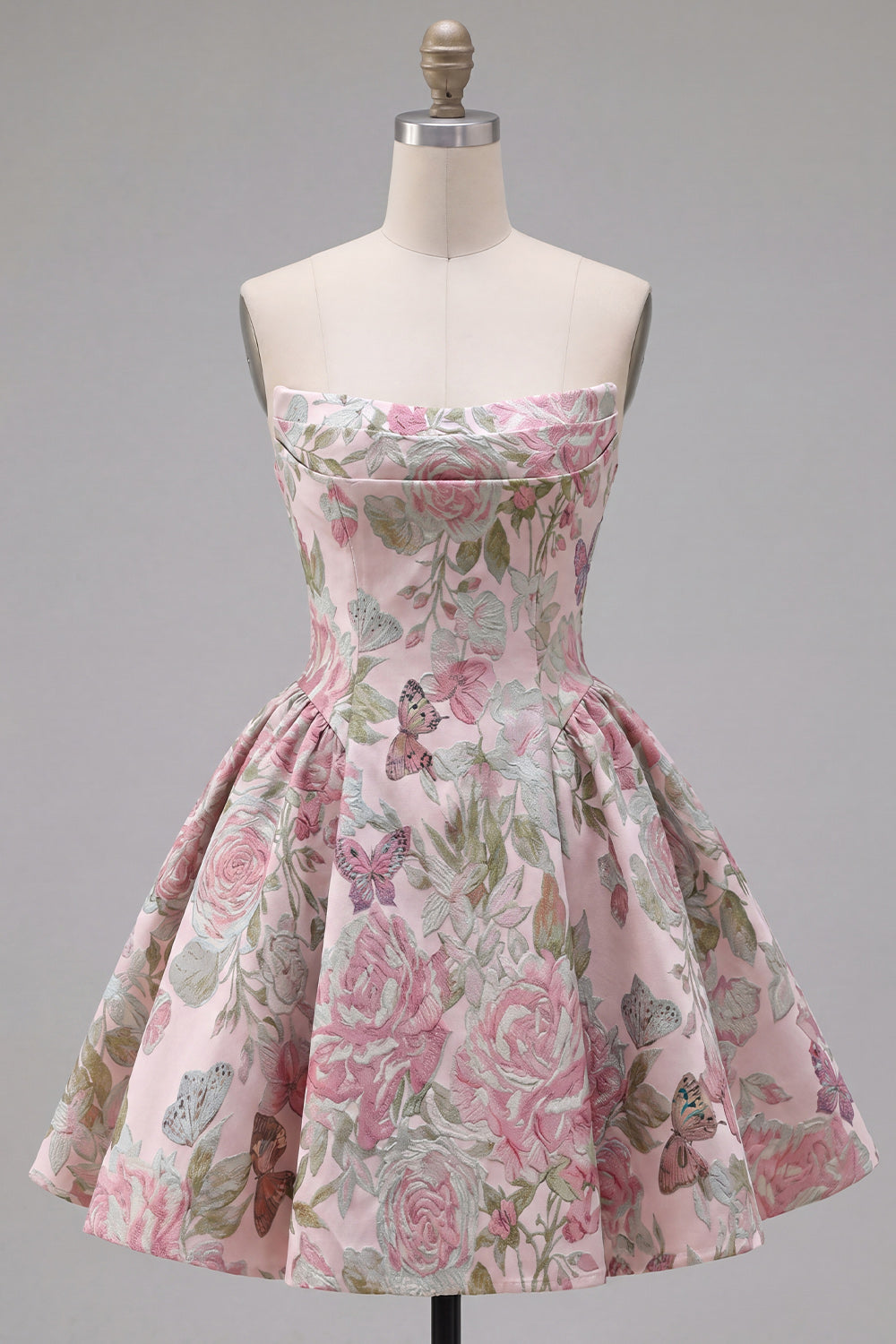 Harlow Homecoming Dress with Strapless Neck and Ruched Body