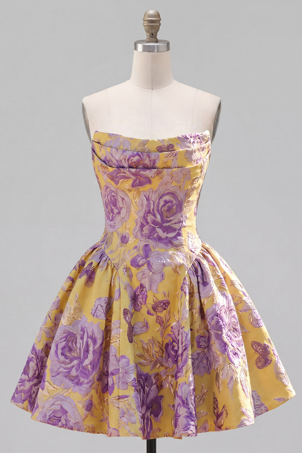 Harlow Homecoming Dress with Strapless Neck and Ruched Body