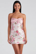 Wilhelmine Sequin Dress with Bow Back and Floral Print