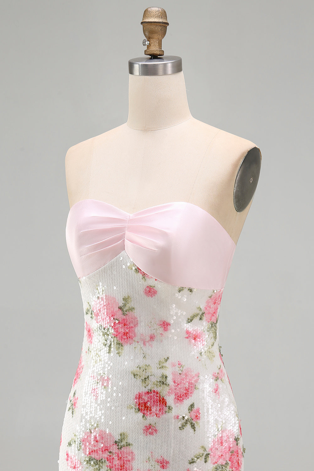 Wilhelmine Sequin Dress with Bow Back and Floral Print