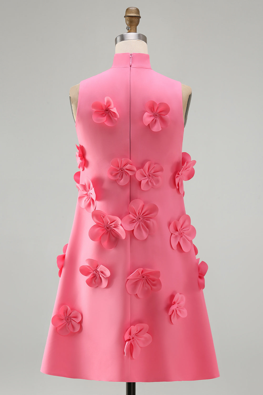 Giovanna Homecoming Dress with High Neck and 3D Flowers