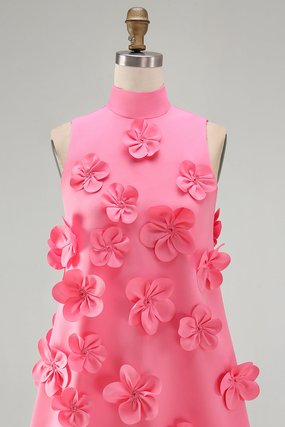 Giovanna Homecoming Dress with High Neck and 3D Flowers