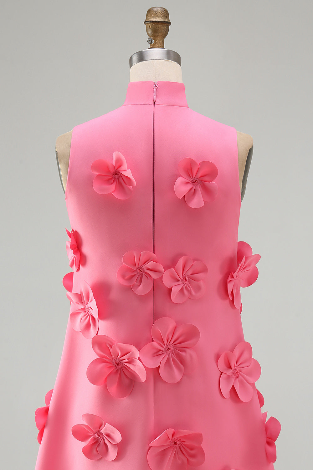Giovanna Homecoming Dress with High Neck and 3D Flowers