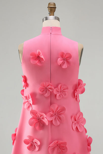 Giovanna Homecoming Dress with High Neck and 3D Flowers