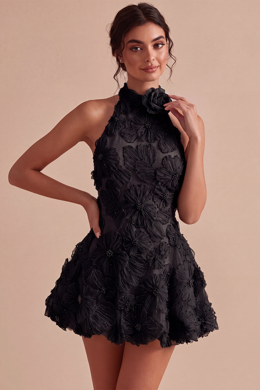 Isabeau Homecoming Dress with Beaded Lace and Open Back