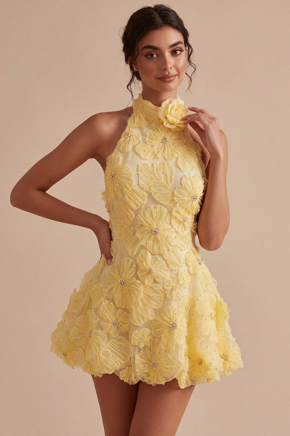 Isabeau Homecoming Dress with Beaded Lace and Open Back