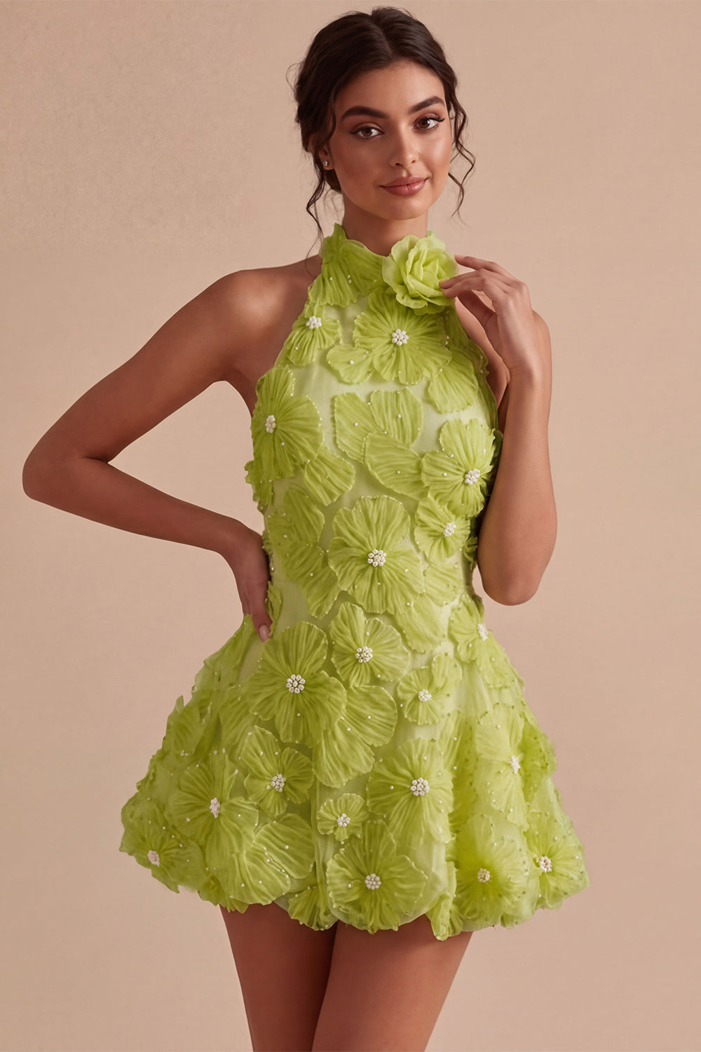Isabeau Homecoming Dress with Beaded Lace and Open Back