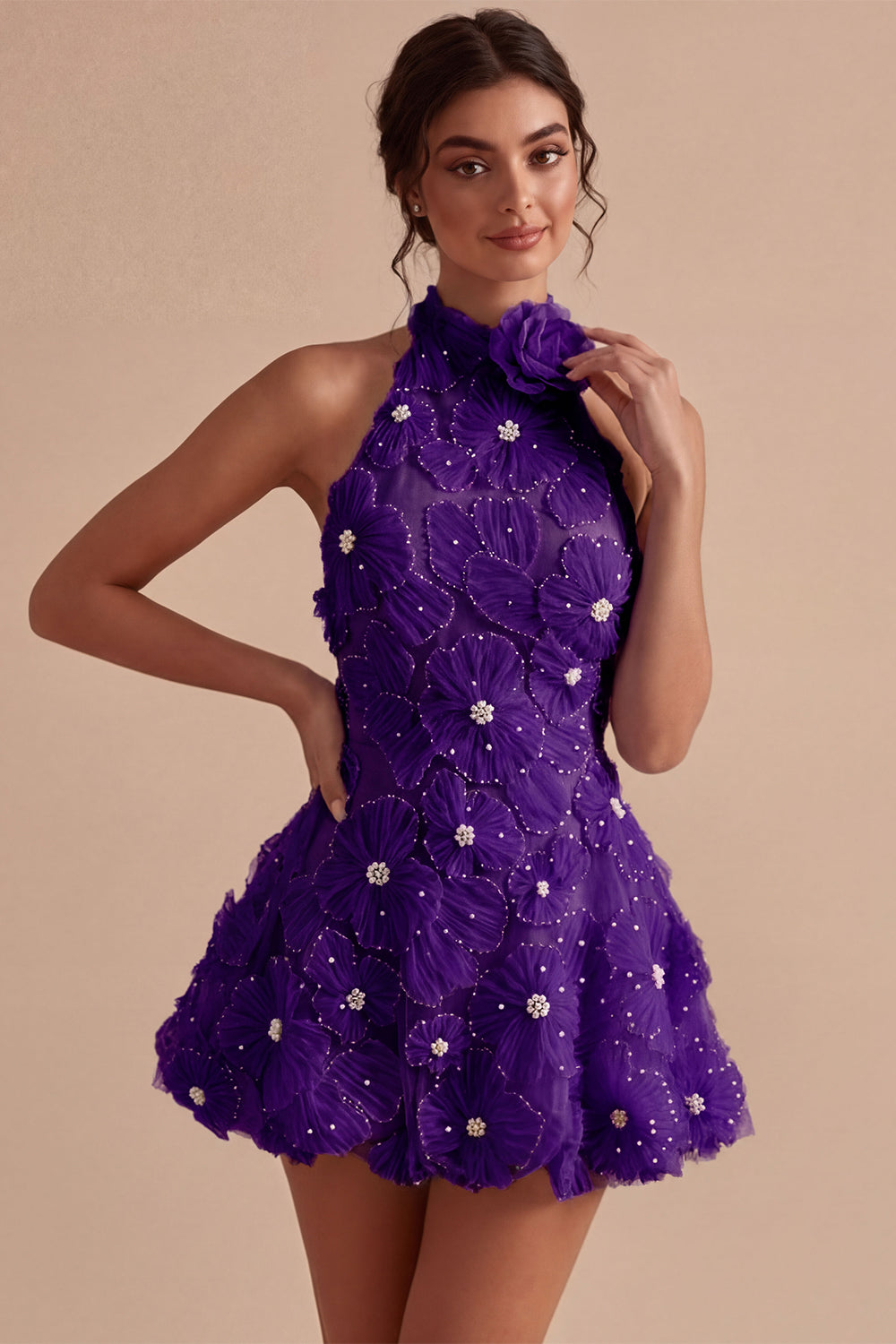 Isabeau Homecoming Dress with Beaded Lace and Open Back