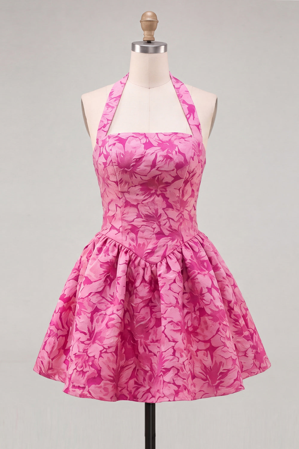 Graziella Homecoming Dress with Halter Neck and Jacquard