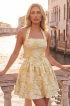 Graziella Homecoming Dress with Halter Neck and Jacquard