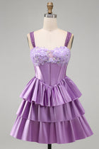 Candace A-Line Corset Dress with Tiered Lace