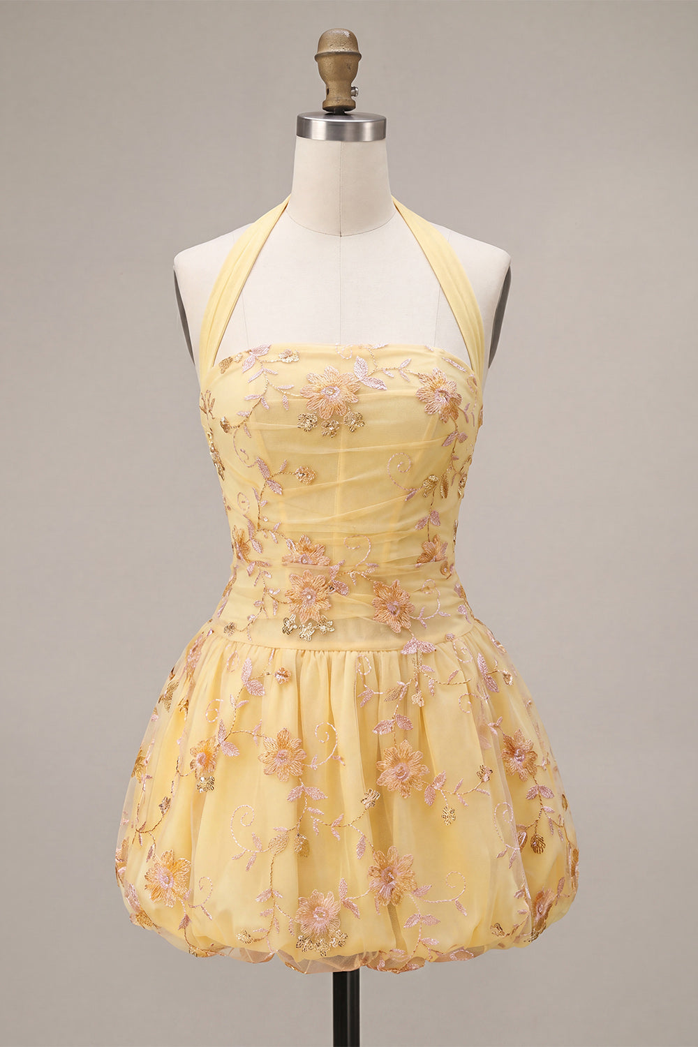 Helene Homecoming Dress with Corset Bodice and Halter Neck